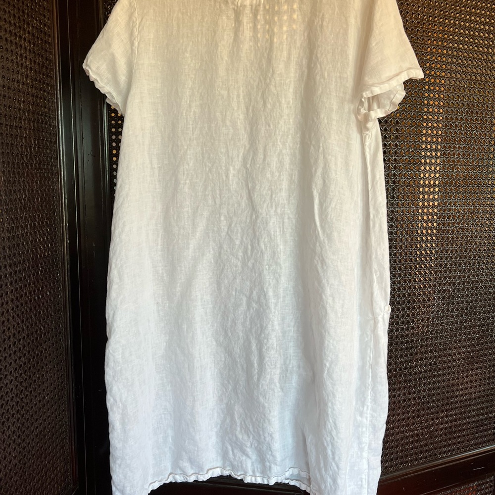 CP Shades LINEN t-shirt DRESS with pockets Medium white - Picture 3 of 5